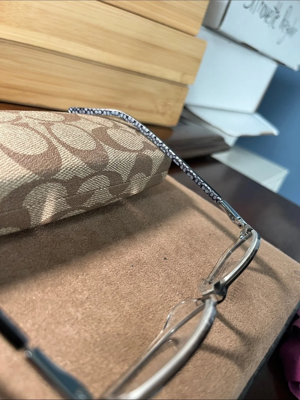 Coach Terra 581 Black Eyeglasses with Signature Pattern Temples